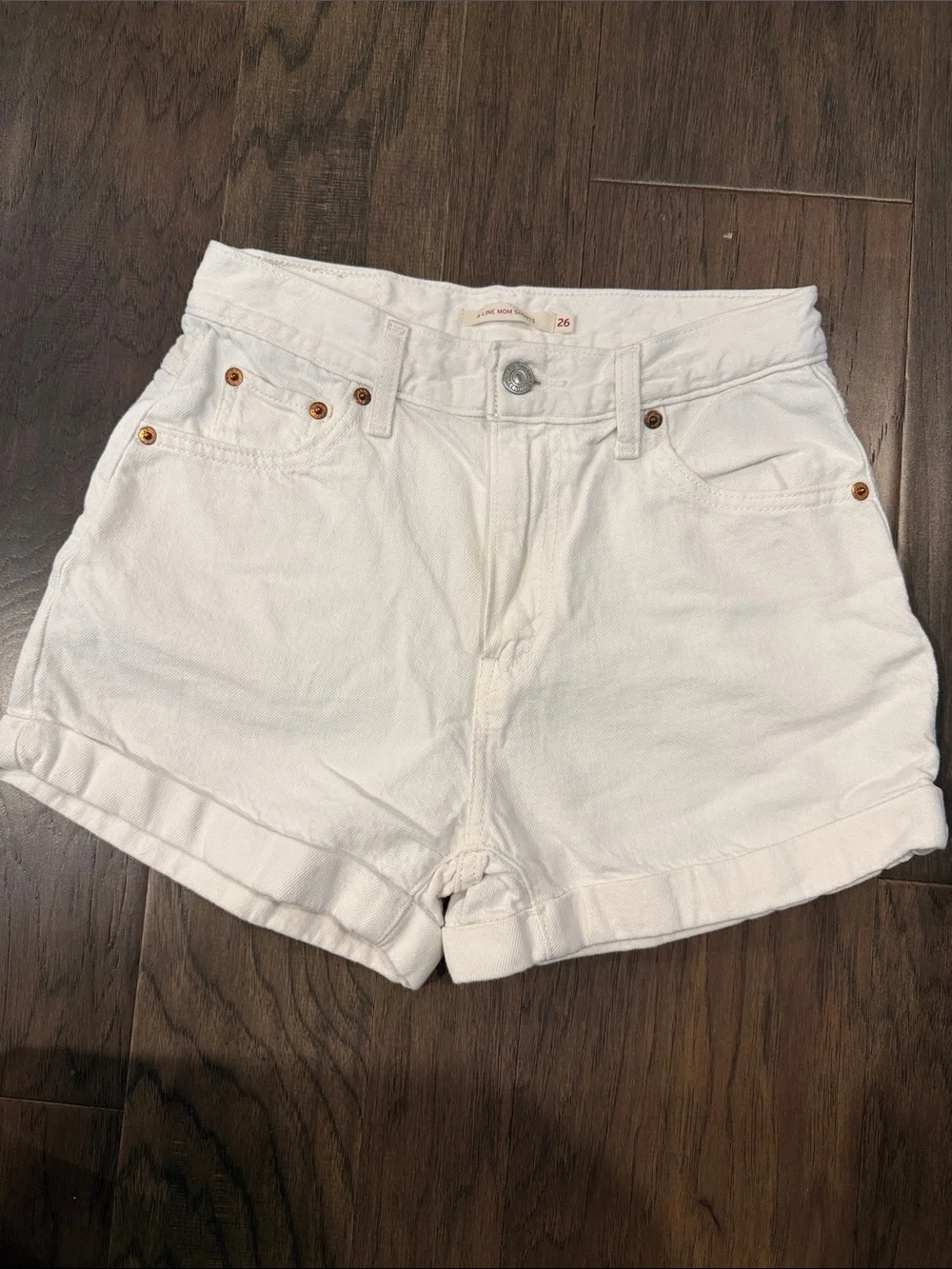 Levi's White High-Rise Denim Shorts